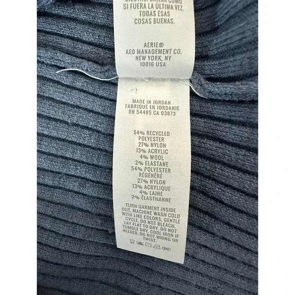 Aerie Collared Cropped Button Down Cardigan M Blue 90s Preppy Clean Girl - Picture 7 of 10